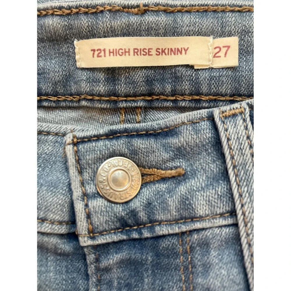 Levi's 721 Denim Jeans Women's 27 Blue‎ High Rise Skinny Stretch Light Wash